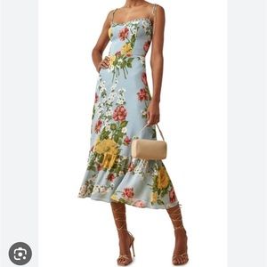 Reformation Enya Tie Floral Print Dress Size 4